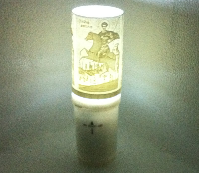 Ηλεκτρικό κερί μπαταρίας με τον Άγιο Δημήτριο