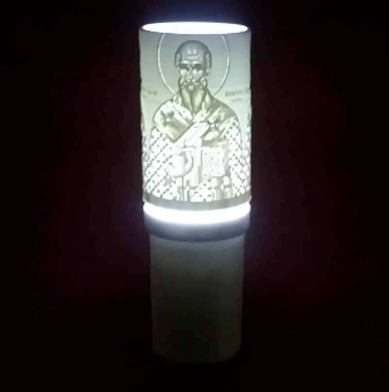 Ηλεκτρικό κερί μπαταρίας με τον Άγιο Αβέρκιο
