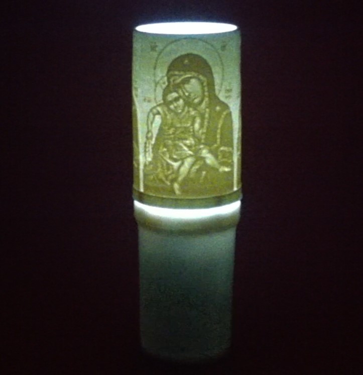 Ηλεκτρικό κερί μπαταρίας με την Παναγία Άξιον Εστί
