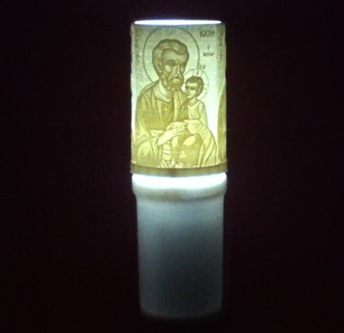 Ηλεκτρικό κερί μπαταρίας με τον Άγιο Ιωσήφ