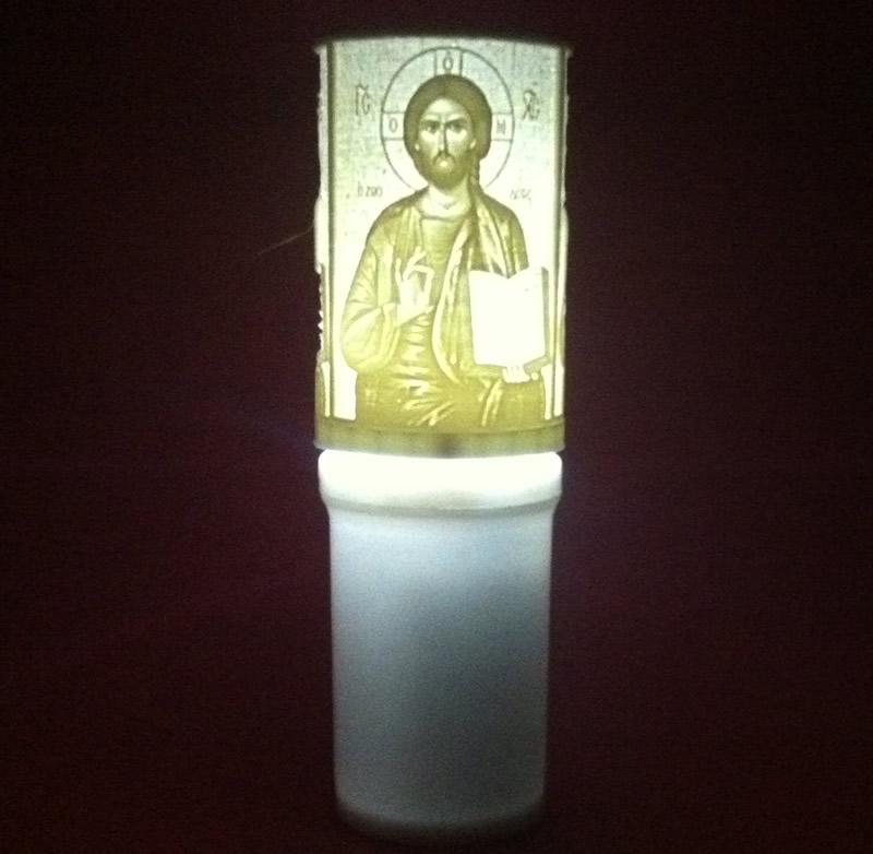 Ηλεκτρικό κερί μπαταρίας με τον Ιησού Χριστό
