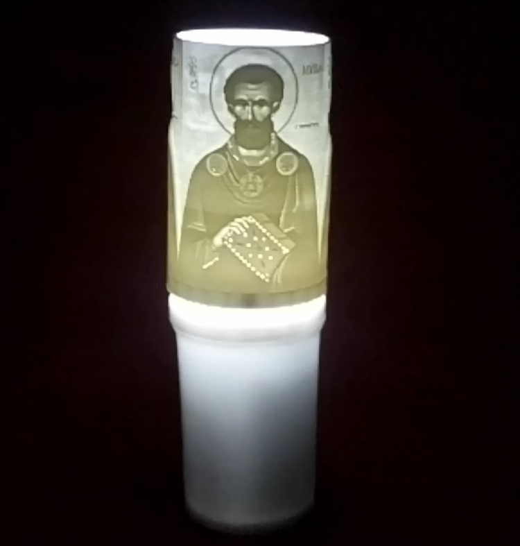 Ηλεκτρικό κερί μπαταρίας με τον Άγιο Μύρωνα