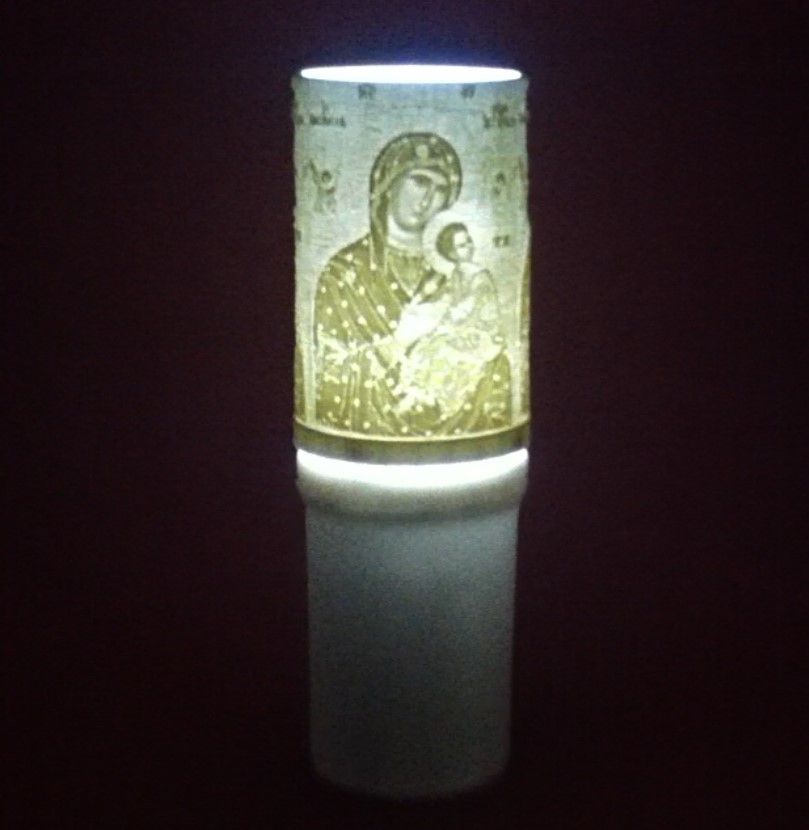 Ηλεκτρικό κερί μπαταρίας με την Παναγία των Αγγέλων