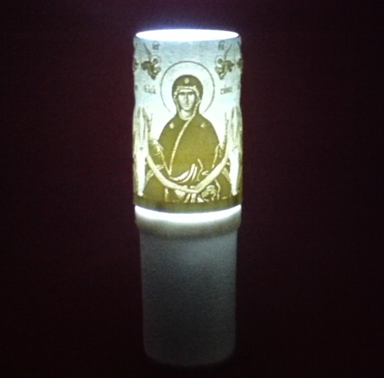 Ηλεκτρικό κερί μπαταρίας με την Αγία Ζώνη της Παναγίας