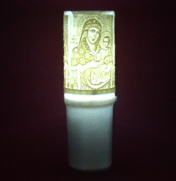 Ηλεκτρικό κερί μπαταρίας με την Παναγία Ιεροσολυμίτισσα