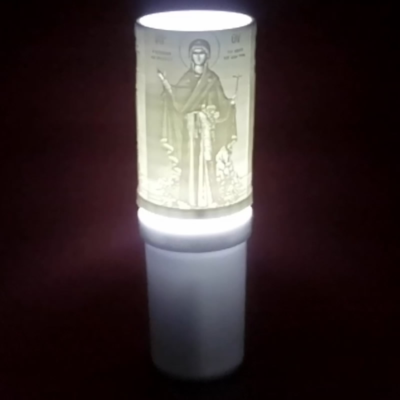 Ηλεκτρικό κερί μπαταρίας με την Παναγία Ηγουμένη του Αγίου Όρους