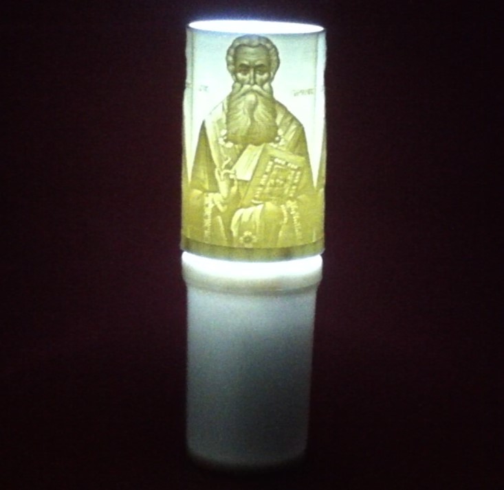 Ηλεκτρικό κερί μπαταρίας με τον Άγιο Παρθένιο