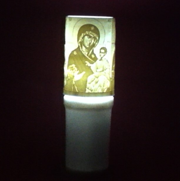 Ηλεκτρικό κερί μπαταρίας με την Παναγία Πορταΐτισσα