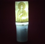 Ηλεκτρικό κερί μπαταρίας με τον Άγιο Παντελεήμονα