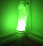 Ηλεκτρικό κερί με άγαλμα Παναγίας με Χριστό πράσινου φωτισμού