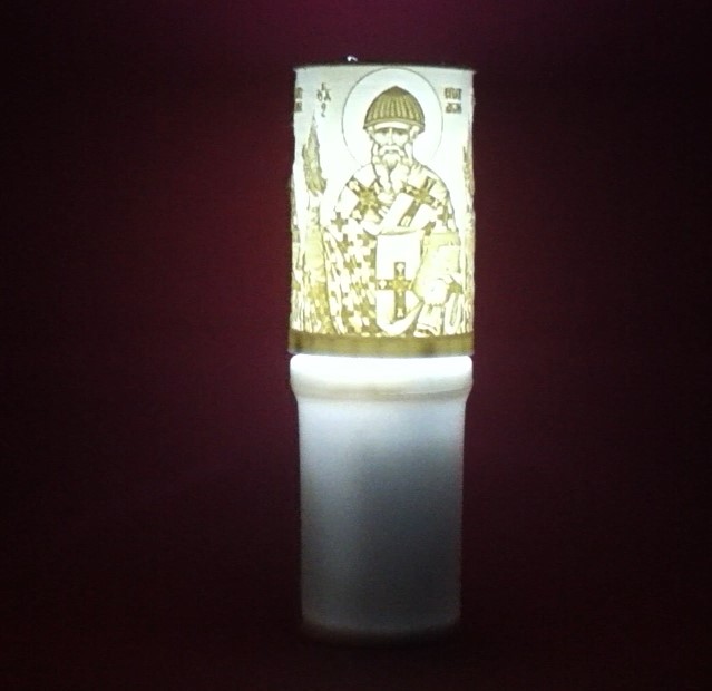Ηλεκτρικό κερί μπαταρίας με τον Άγιο Σπυρίδωνα