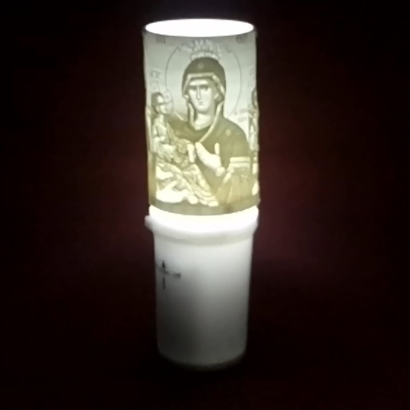 Ηλεκτρικό κερί μπαταρίας με την Παναγία Τριχερούσα