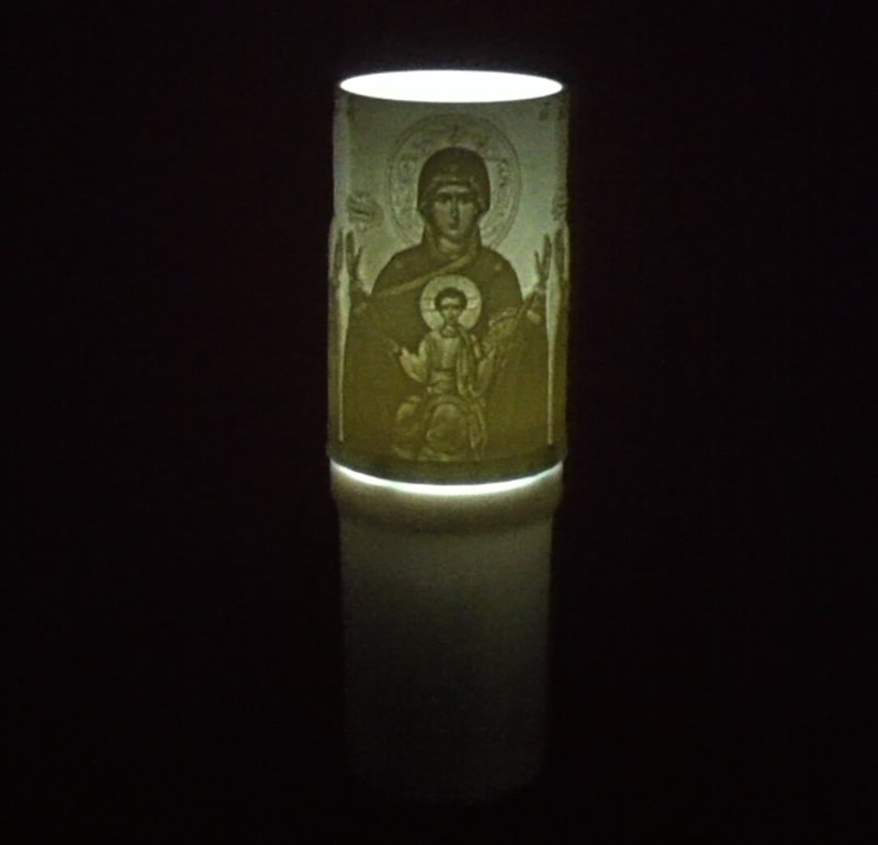 Ηλεκτρικό κερί μπαταρίας με την Παναγία Τσαμπίκα
